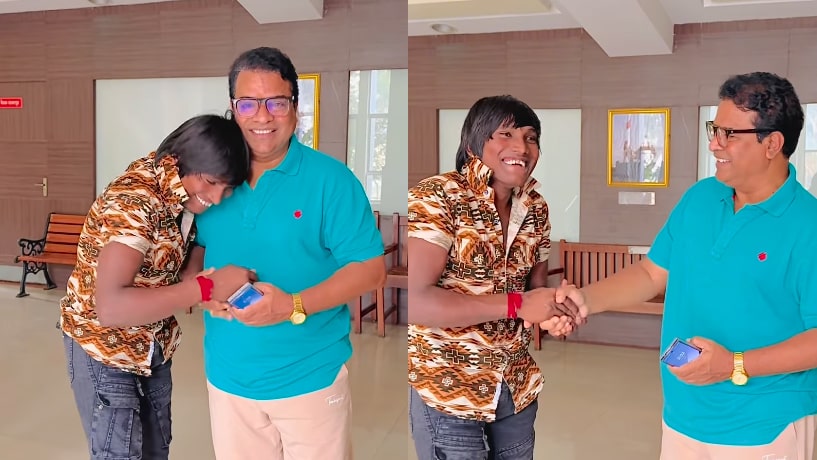 Bigg Boss Marathi winner Suraj Chavan meets Bharat Jadhav.